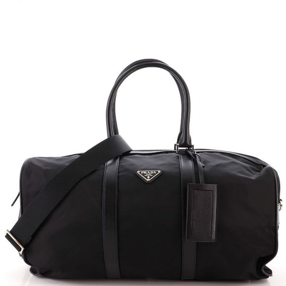 Prada Handbags - Prada Convertible Weekender Bag Tessuto with Saffiano Leather Large Black